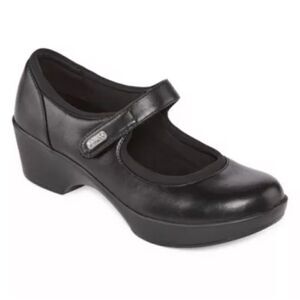 YUU Chandra Black Mary Jane Heeled Faux Leather Comfort Shoes